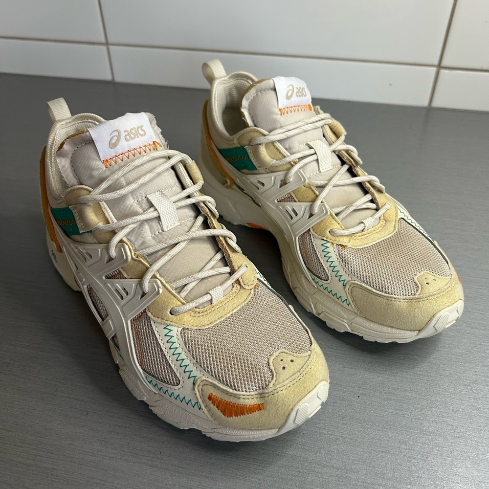 Asics Women's Cream Green Orange Trail Sneakers - Picture 3 of 8